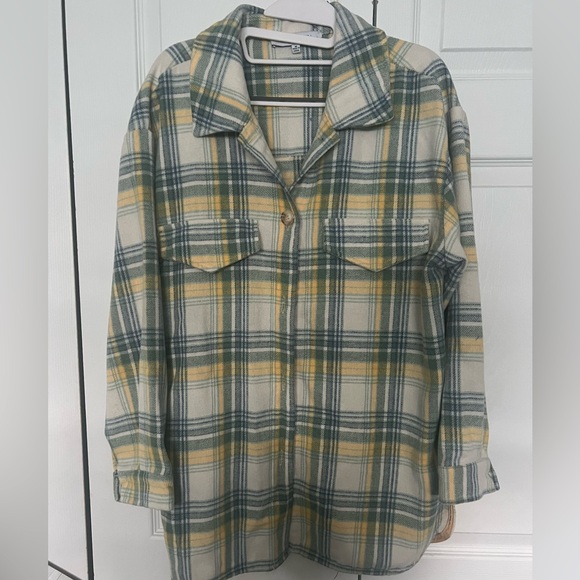 Sweet Rain Tops - Sweet Rain Plaid Shirt in Green and Yellow